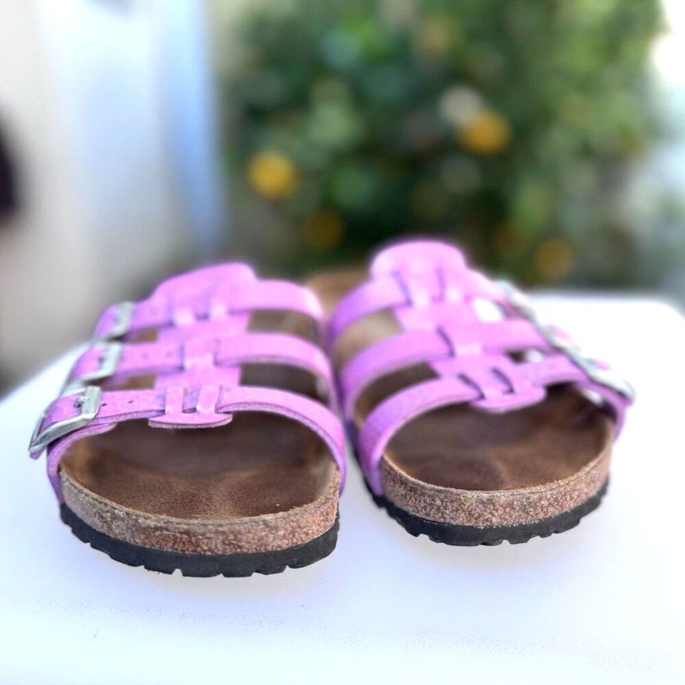 Birkenstock Birkies Xenia Bubblegum Pink Lilac 3 Strap Sandals Size 38 = 7/7.5